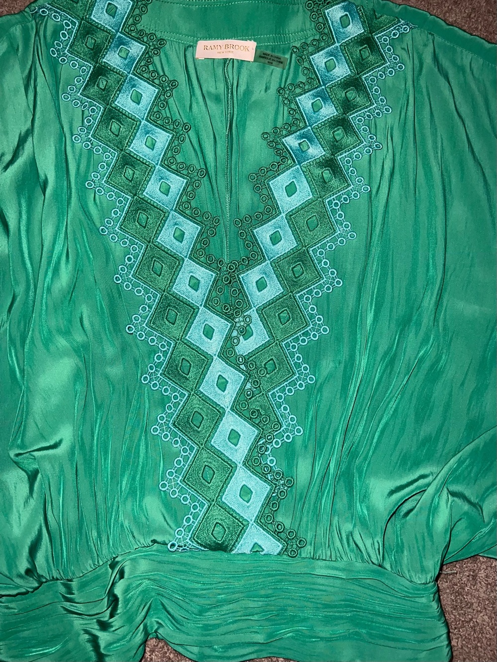 Ramy Brook Kynlee Embellished Blouse Color Sea Green Size M - Picture 6 of 11